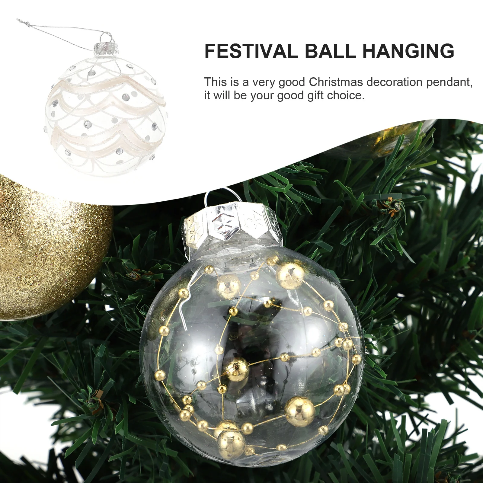 

1Pcs Xmas Balls Chic Hanging Ornament for Christmas Tree Decor Delicate Glass Pendants Festive Party Decoration Accessories