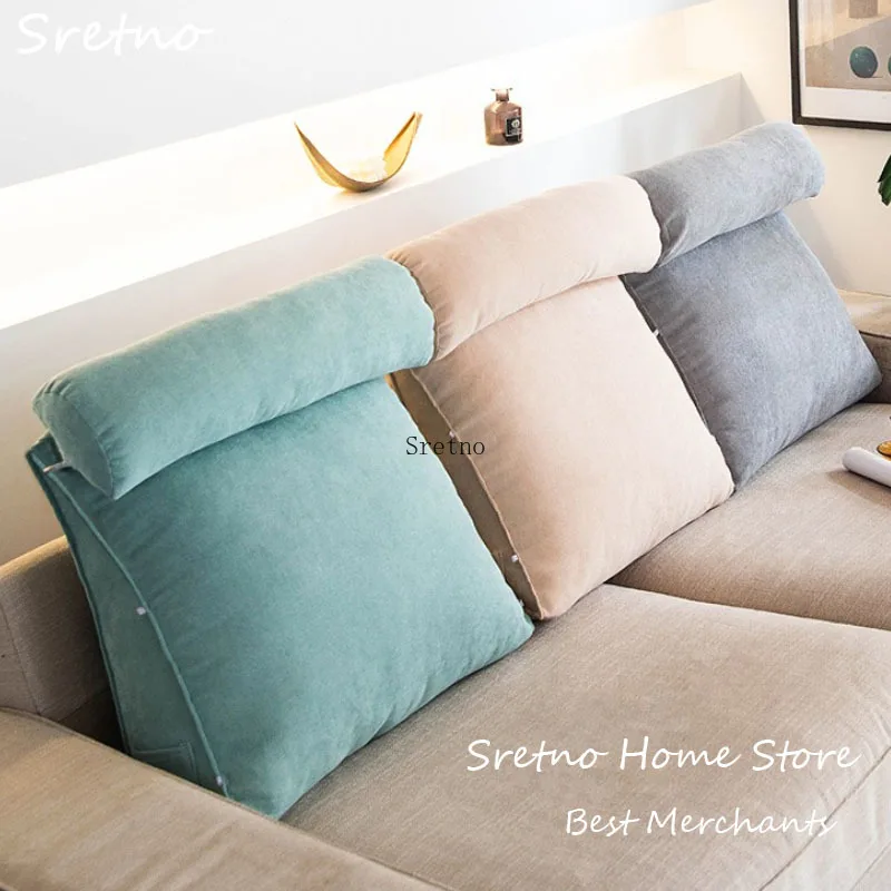 SRETNO Bedhead Backrest Triangular Cushion PP Cotton Filling Sofa Waist Cushions Office Chair Backrest Cushion Home Decorations