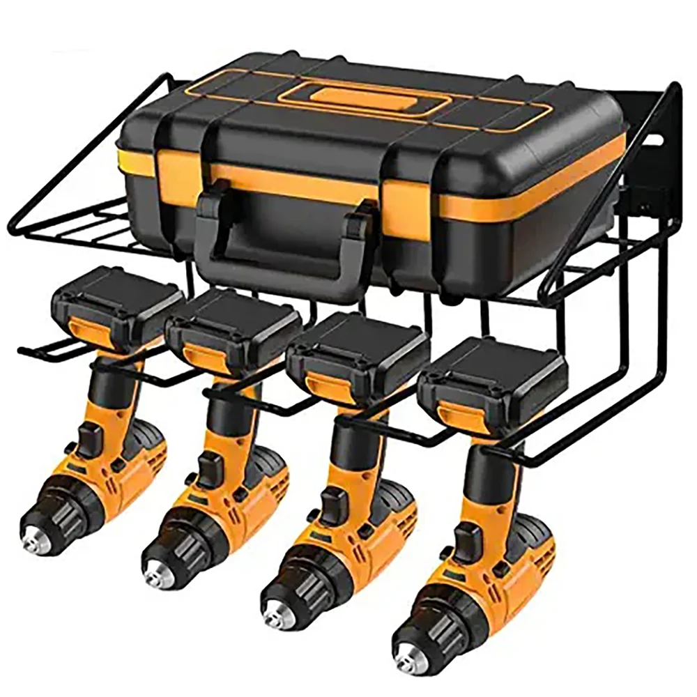 2 Layers  Power Tool Organizer Rack Wall Mount Wrench Electric Drill Screwdriver Holder Tool Storage Shelf for Workshop Garage