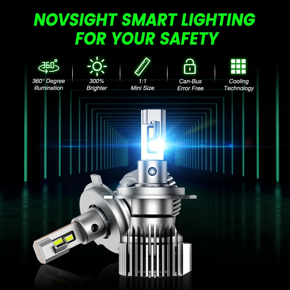 NOVSIGHT H4 LED Car Bulb H7 HB3 9005 9006 HB4 H11 H8 H9 H13 Decoder Headlamp 100W 20000LM 6500K Mini Size Car Headlight Bulbs