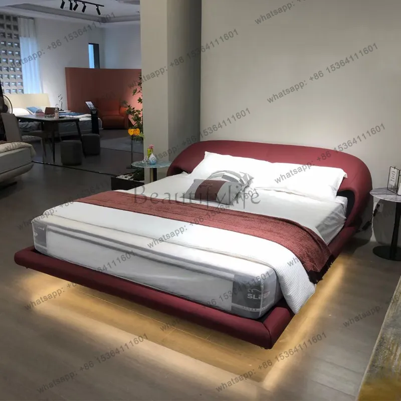 FG Italian minimalist suspension bedroom beds and bed frames Modern minimalist leather lit 180x200cm double bed 2 people furnitu