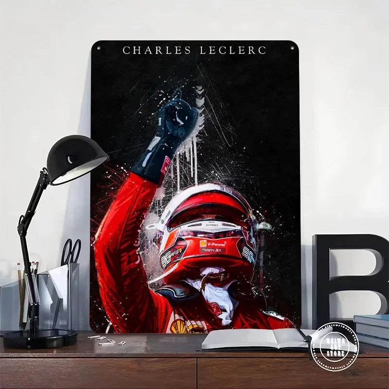 Charles Leclerc Poster Retro 3D Printed Metal Signs Customized Wall Hanging Gift for Modern Home Decoration Ornaments Tin Sign