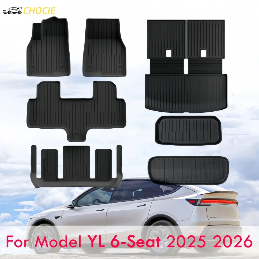 LHD RHD Floor Mats for Tesla Model YL 6-Seat 2025 2026 TPE Cargo Liner with Backrest Mat All Weather Protection Floor Liners