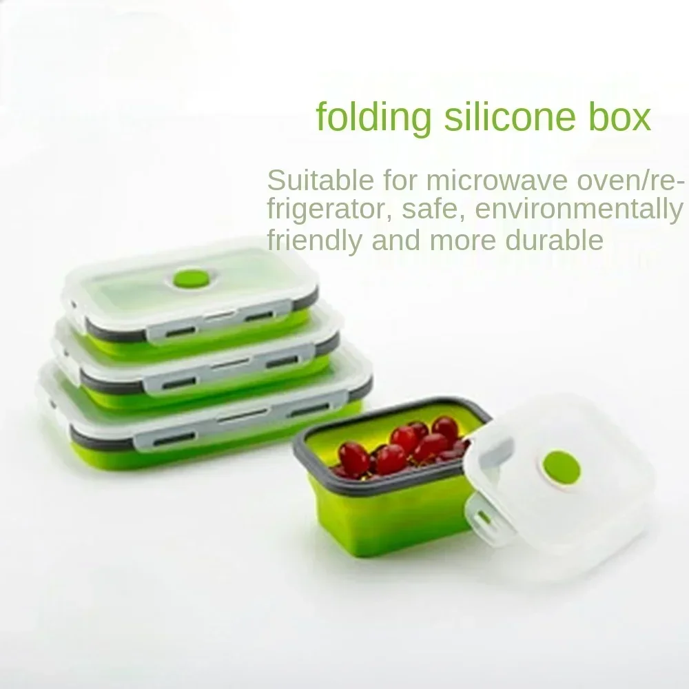 

1pcs Food Grade Silicone Material Folding Lunch Boxs Silicone Lunch Box Microwave Lunches Box Portable Lunch Boxx Insulation