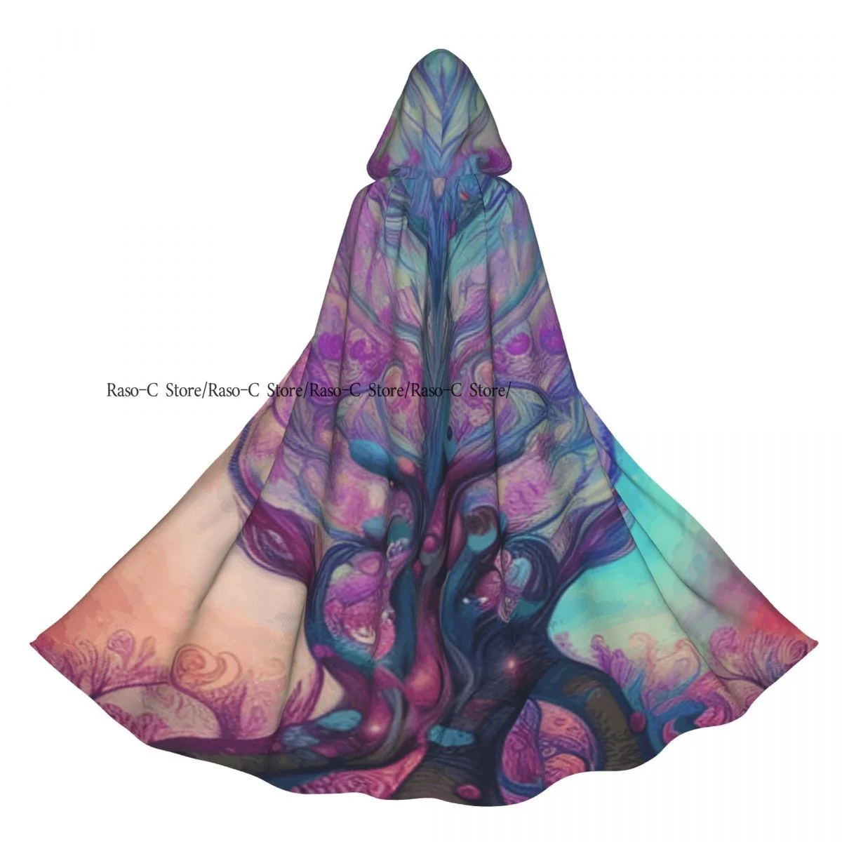 

Abstract Tree Background Hooded Cloak Polyester Unisex Witch Cape Costume Accessory