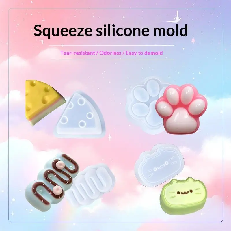 3D Cartoon Cat Cheese Silicone Mould Food Grade Non-Stick DIY Baking Mold for Pudding Mousse Jelly Chocolate Dessert Making