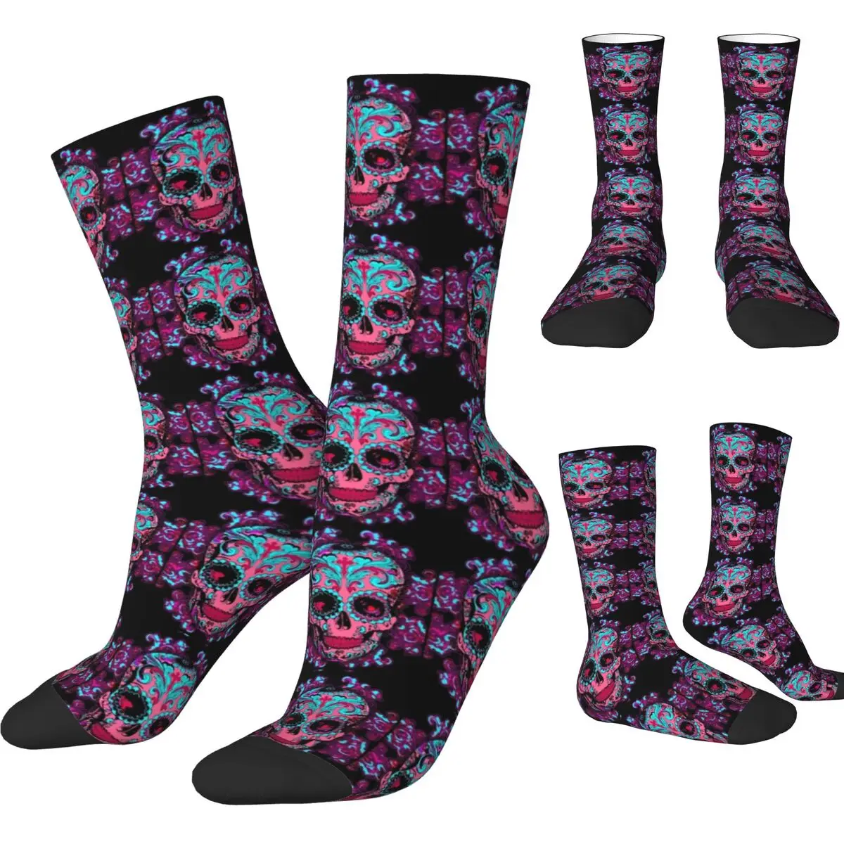 Girly Sugar Skull Perfection Socks Men's Women's day of the dead Socks Crazy Spring Summer Autumn Winter Middle Tube Socks Gifts