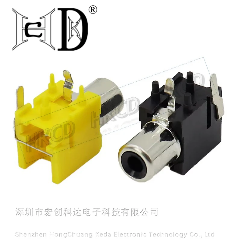 5pcs AV same core socket 3-pin RCA seat single hole PCB welded audio and video lotus seat av1-8.4-9a