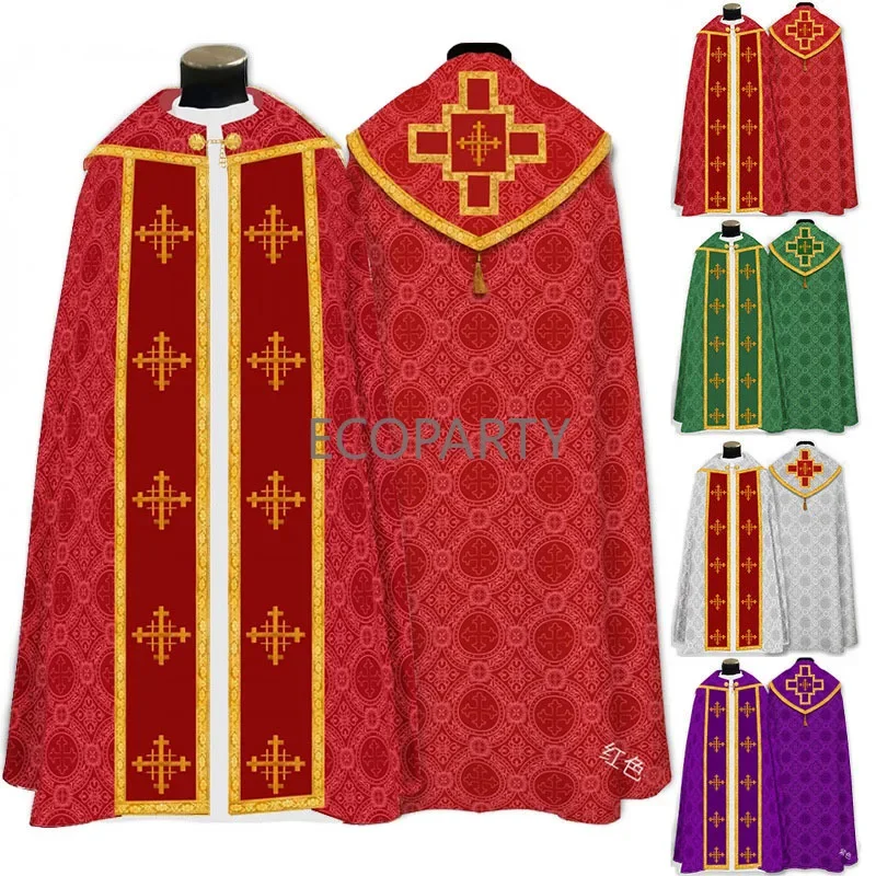 Unisex Church Catholic Vestments Cape Cloak Priest Celebrant Chasuble Mass Vestments Robe Medieval Monk Missionary Cape kostum