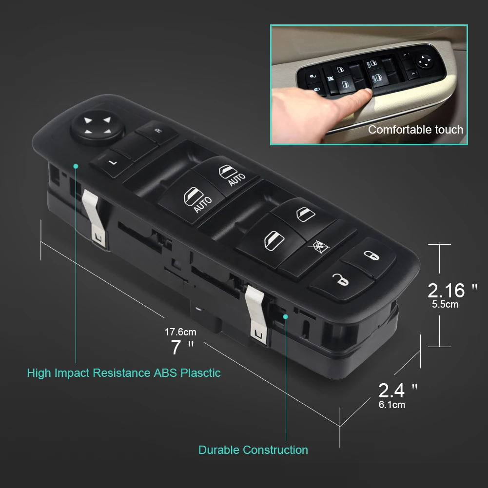 Dual-Automatic Electric Master Power Window Switch For Dodge Charger 2011-2014 Replacement for 68139805AB, 68231805AA
