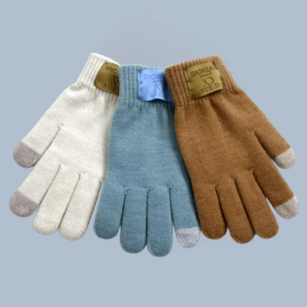 Conjunto de guantes y bufandas suaves para hombre, conjunto de punto cálido y grueso, a prueba de viento, para exteriores, Invierno