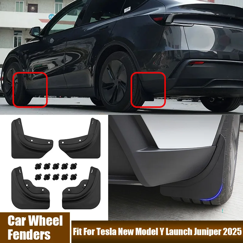 Car Mud Flaps For Tesla New Model Y Launch Juniper 2025 4Pcs/Set Front And Rear Wheel Fenders Mudguard Mud Flaps Car Accessories
