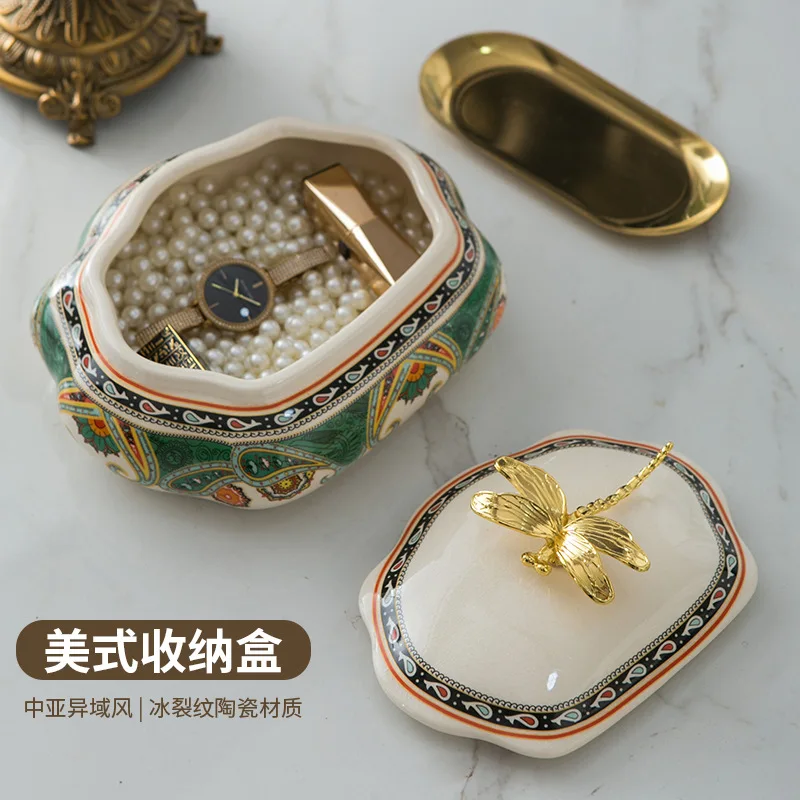 

23 Year New American Retro Ceramic Jewelry Box Home Decoration Ornament European Creative Storage Box Jewelry Box