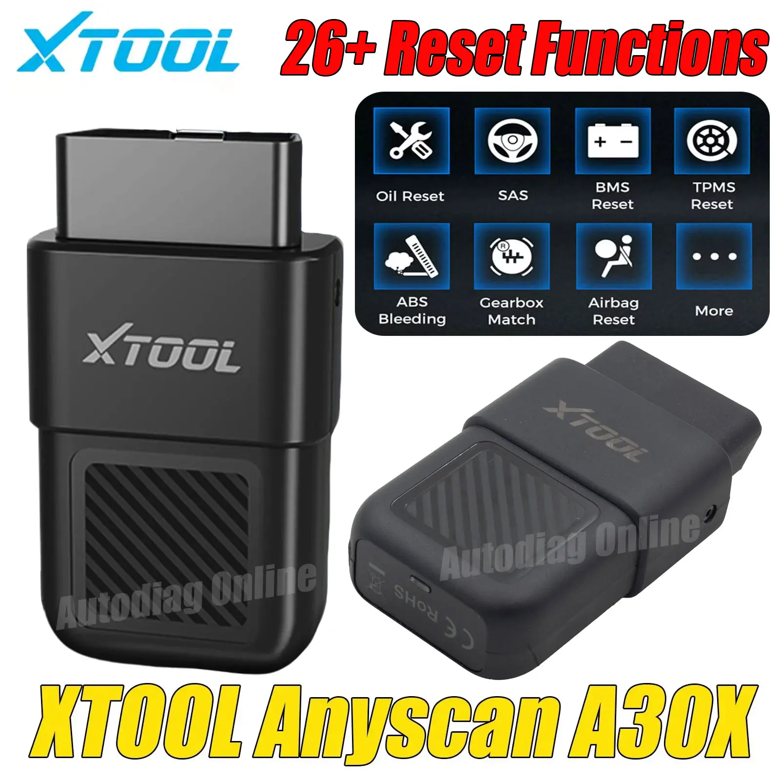 XTOOL Anyscan A30X بلوتوث Obd2 الماسح الضوئي أداة تشخيص السيارة 26 + إعادة تعيين قارئ رمز الخدمة التشخيص لمرحلة FCA A30X #1