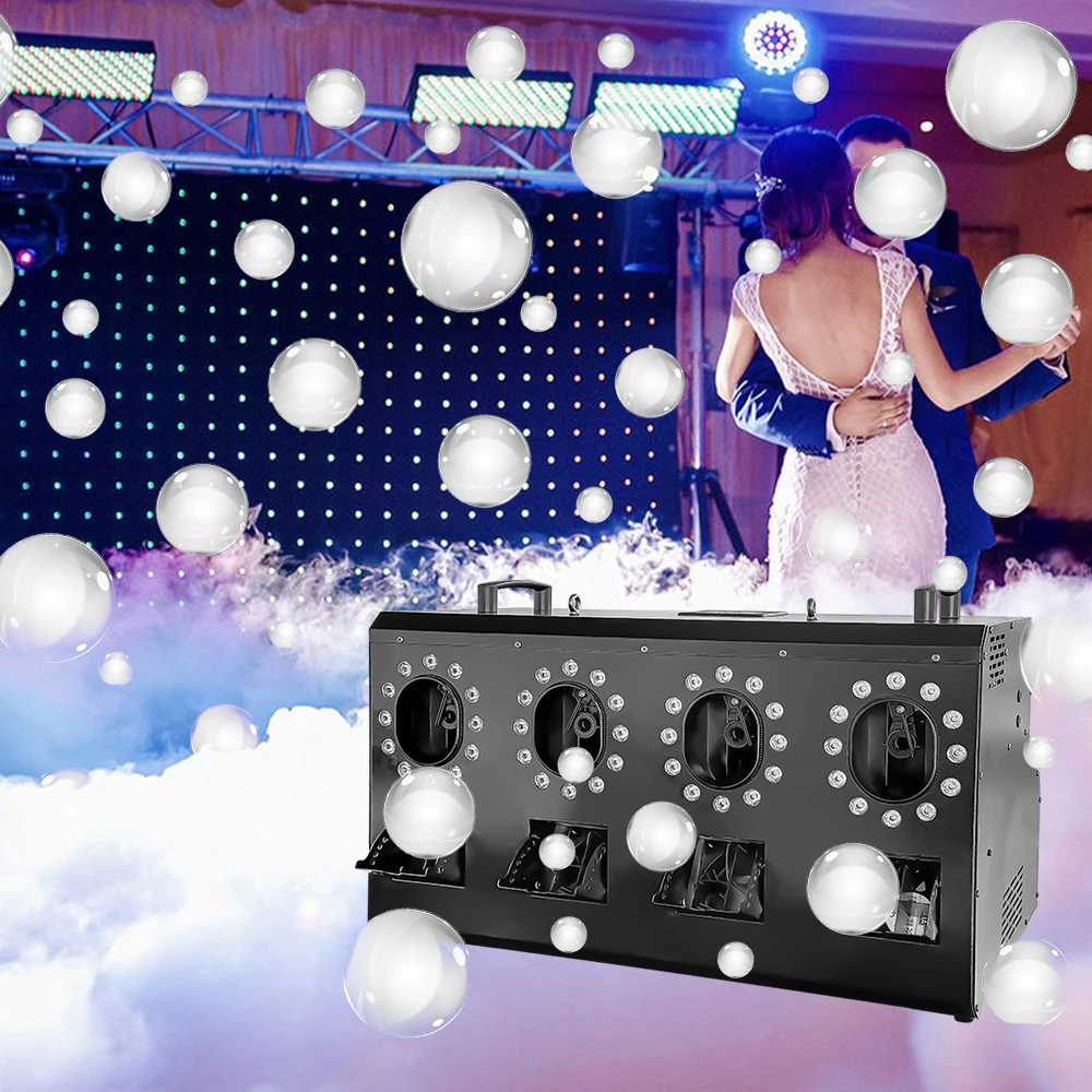 1500W 3000W RGB LED Smoke Bubble Machine Four Holes Double Holes Wedding Bubble Spray Machine DMX For Stage Special Effect