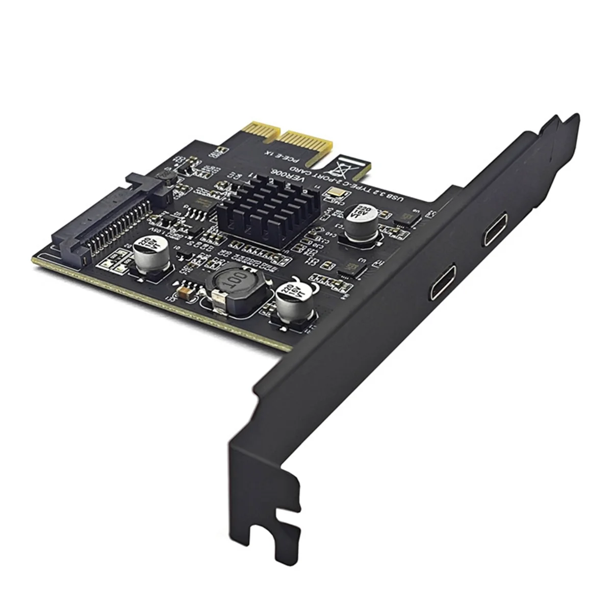 

M05K New 2Port TYPE-C PCIE Card PCI Express 3.0 X1 to Dual USB-C Expansion Card SATA Power USB3.2 Gen2 10Gbps ASM3142 Chip