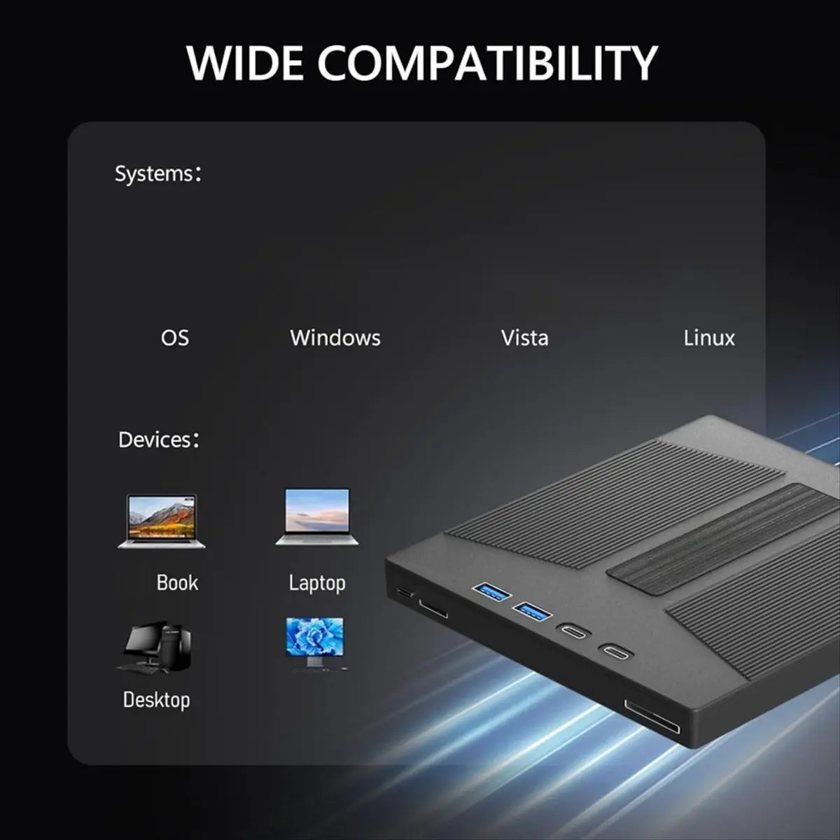 7 in 1 External Blu Ray Drive, Support 100G Disc Read&Write, Optical Drive BD/CD/DVD Drive Burner for PC Laptop Desktop