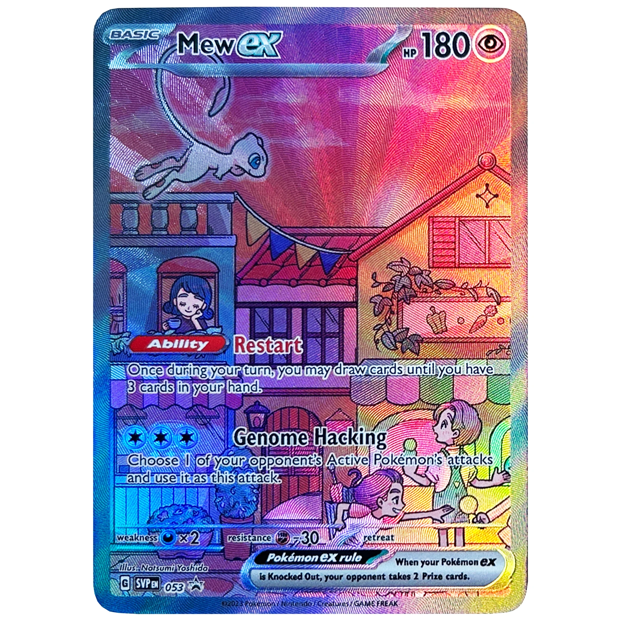 2 unids/set Diy Ptcg Mew Mewtwo versión en inglés tarjeta Flash de refracción juego clásico tarjetas de colección de Anime juguete