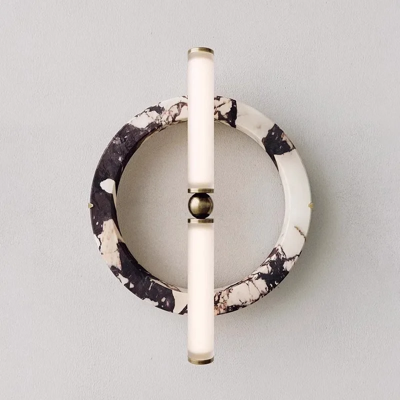 

100% Natural Marble French Wabi-Sabi Calacatta Violet Wall Lamp for Villa & Showroom Aisle Decor