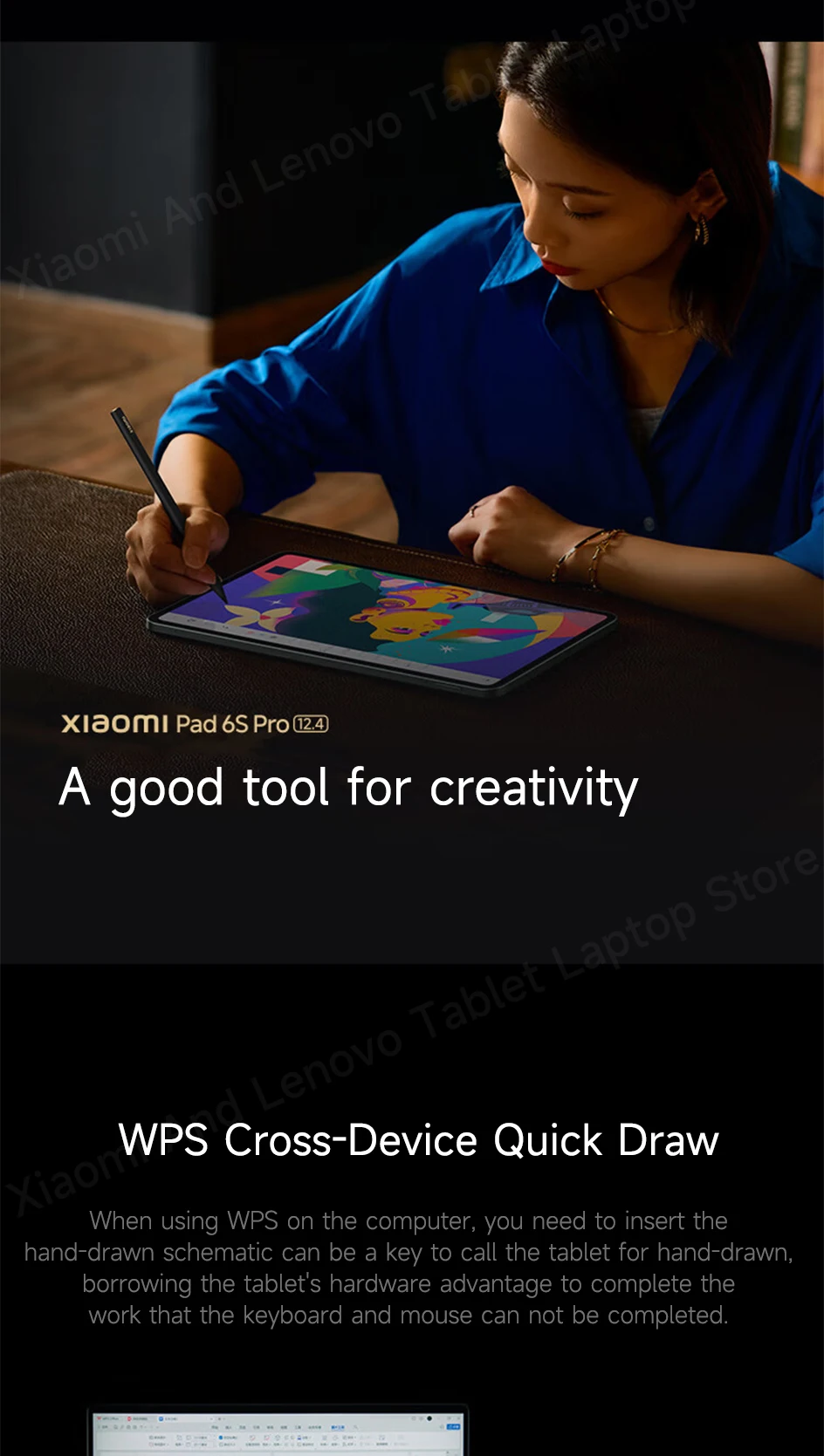 Xiaomi Tablet Xiaomi Pad 6S Pro 12.4 Snapdragon 8 Gen2 12.4" 3K 144Hz Display Hyper OS 10000mAh 120W Super Fast Charge Tablet PC