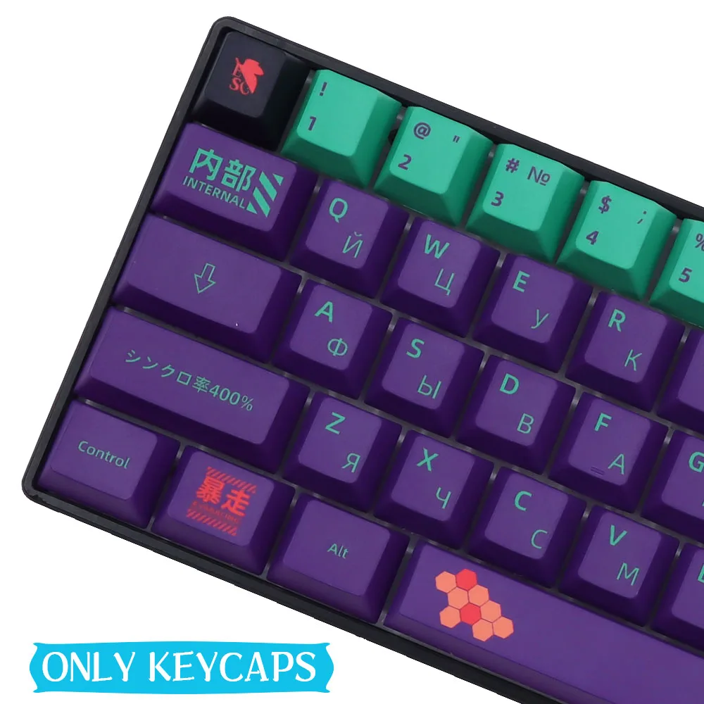 Russian/Korean/English language Eva 00 01 02 04 08 PBT Keycaps Cherry Profile PBT 한글 for ansi layout  Mechanical keyboard