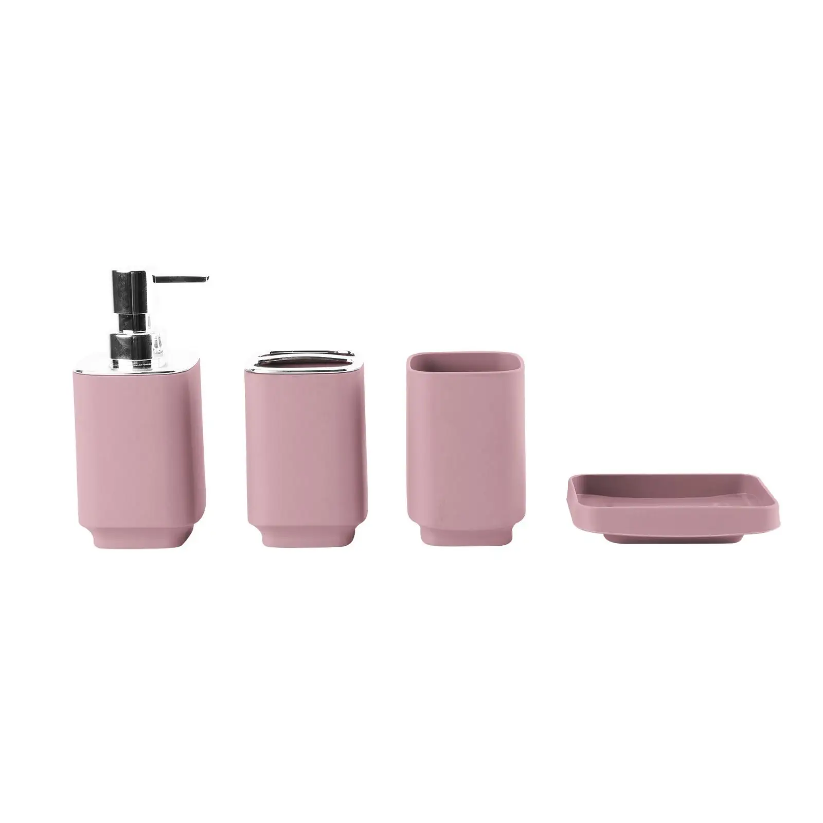 Functional Fabric Set for Bathroom Sink PP Plastic Soap Pump Toothbrush Holder Two Slots Cup and Soap Dish for Tidy Setup