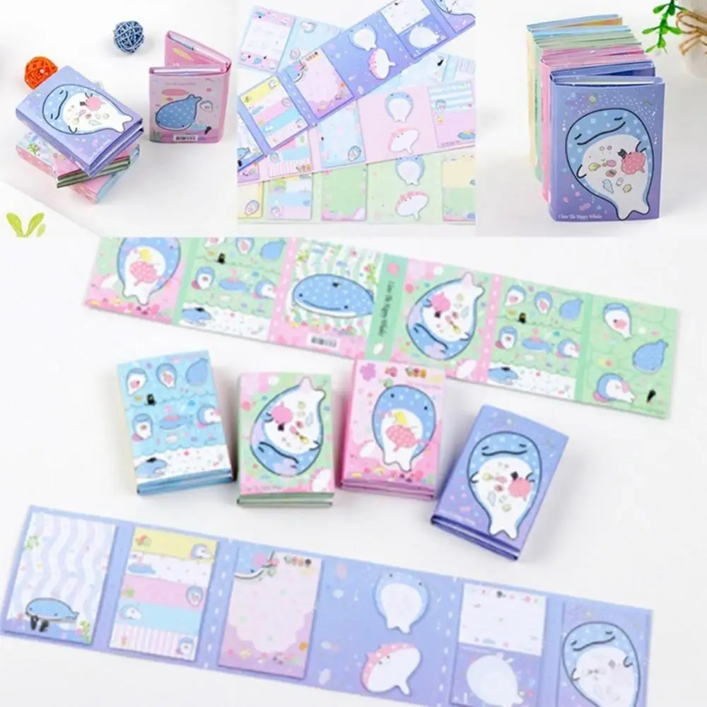 Cute Whale Foldable Memo Pad Sticky Notes Bookmark Gift Stationery Paper Sticker Office School Supplies