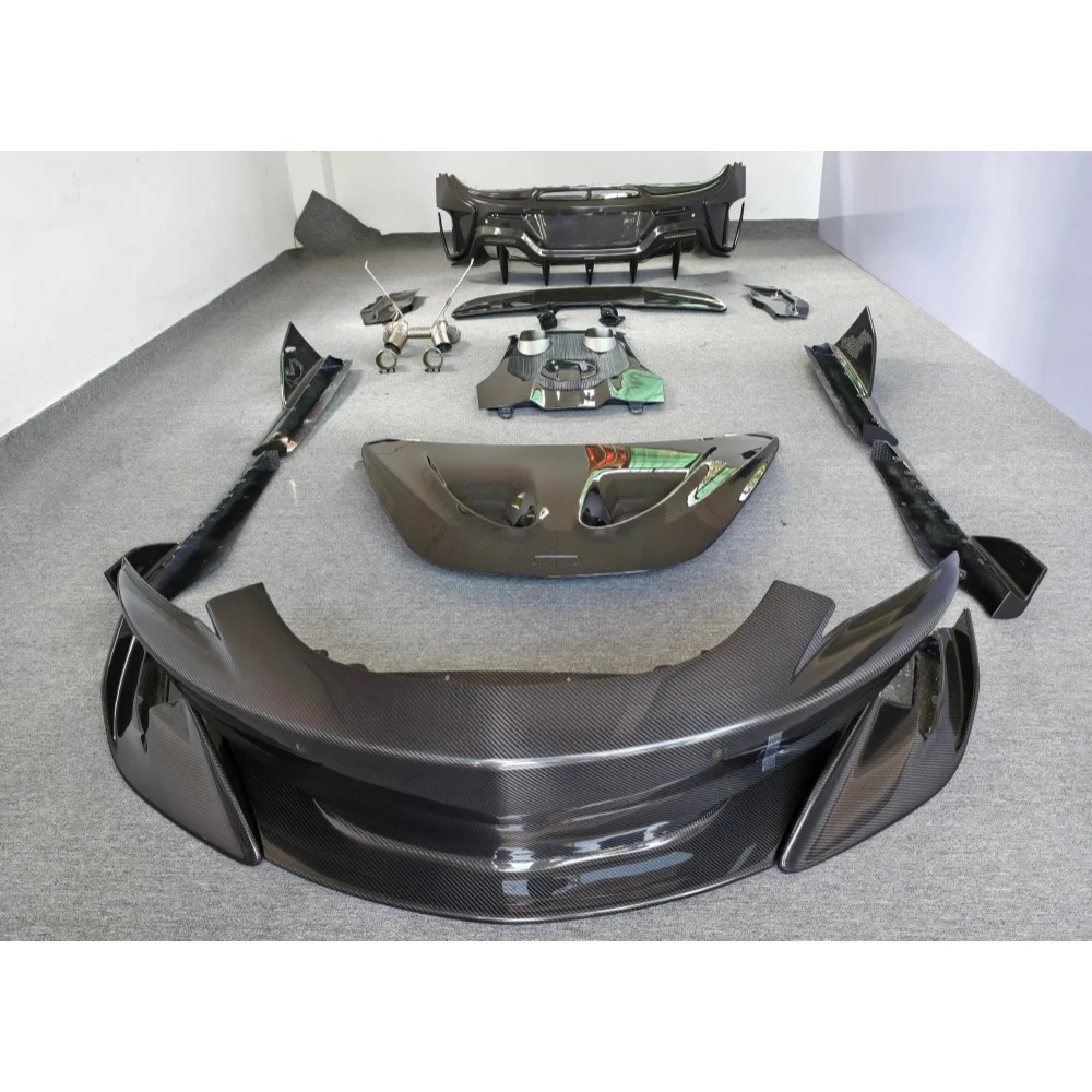Upgrade 600LT Style Dry Carbon Fiber Front and Rear Bumpers, Side Skirts, P1 Style Hood Kit for McLaren 540C 570S Convertible