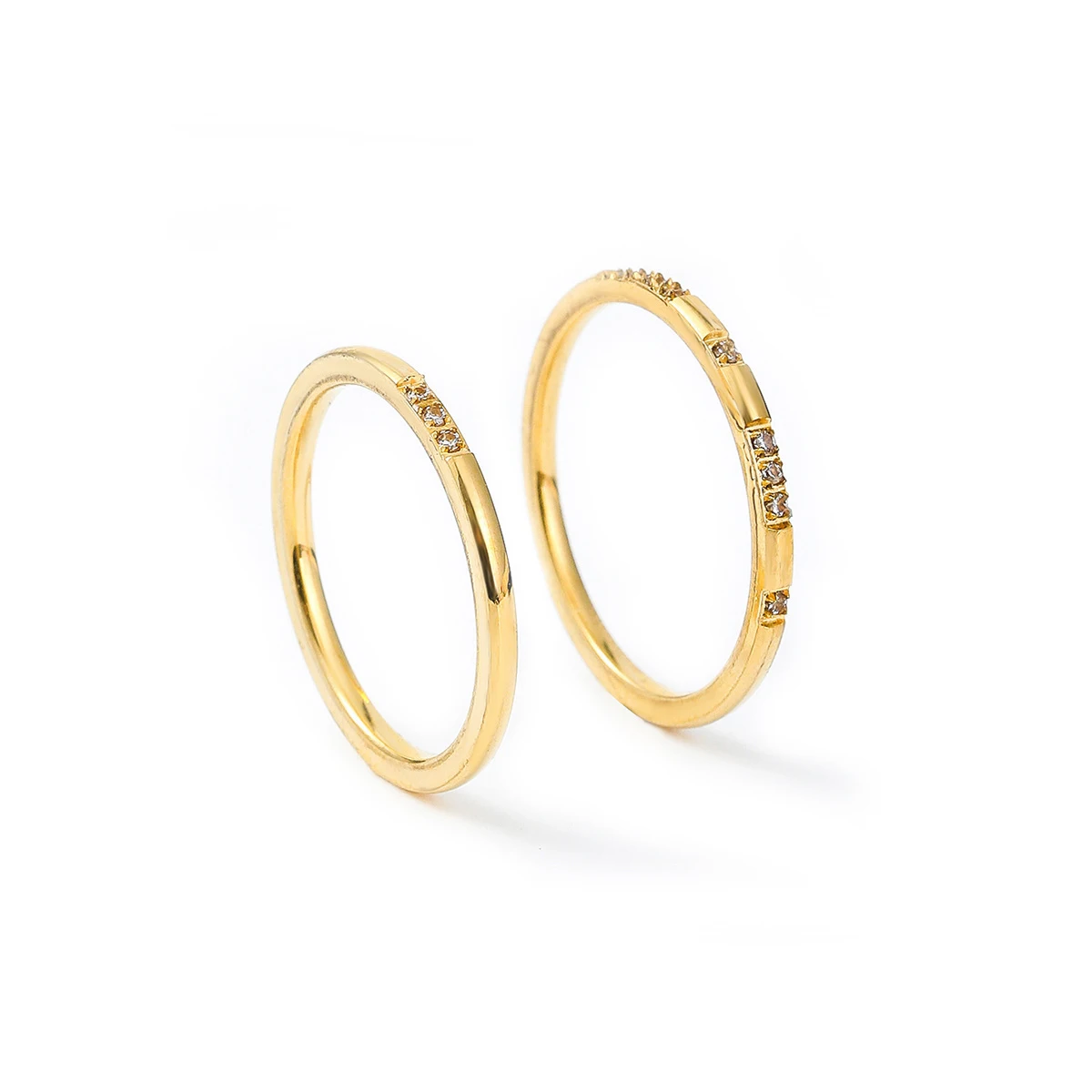Stainless Steel Dainty Thin Rings for Women 1/3/9 Pcs Zircon Stone Gold Color Finger Accessories Gift Jewelry Wholesale KBR135 image 6
