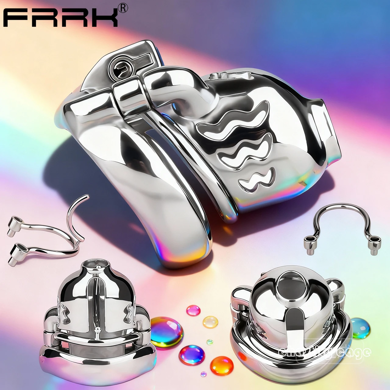 FRRK PA Gabbia di castità permanente con chiusura anti-caduta Anelli per il pene Maschile Anti-Cheat Blocco uretrale erotico Giocattoli adulti del sesso