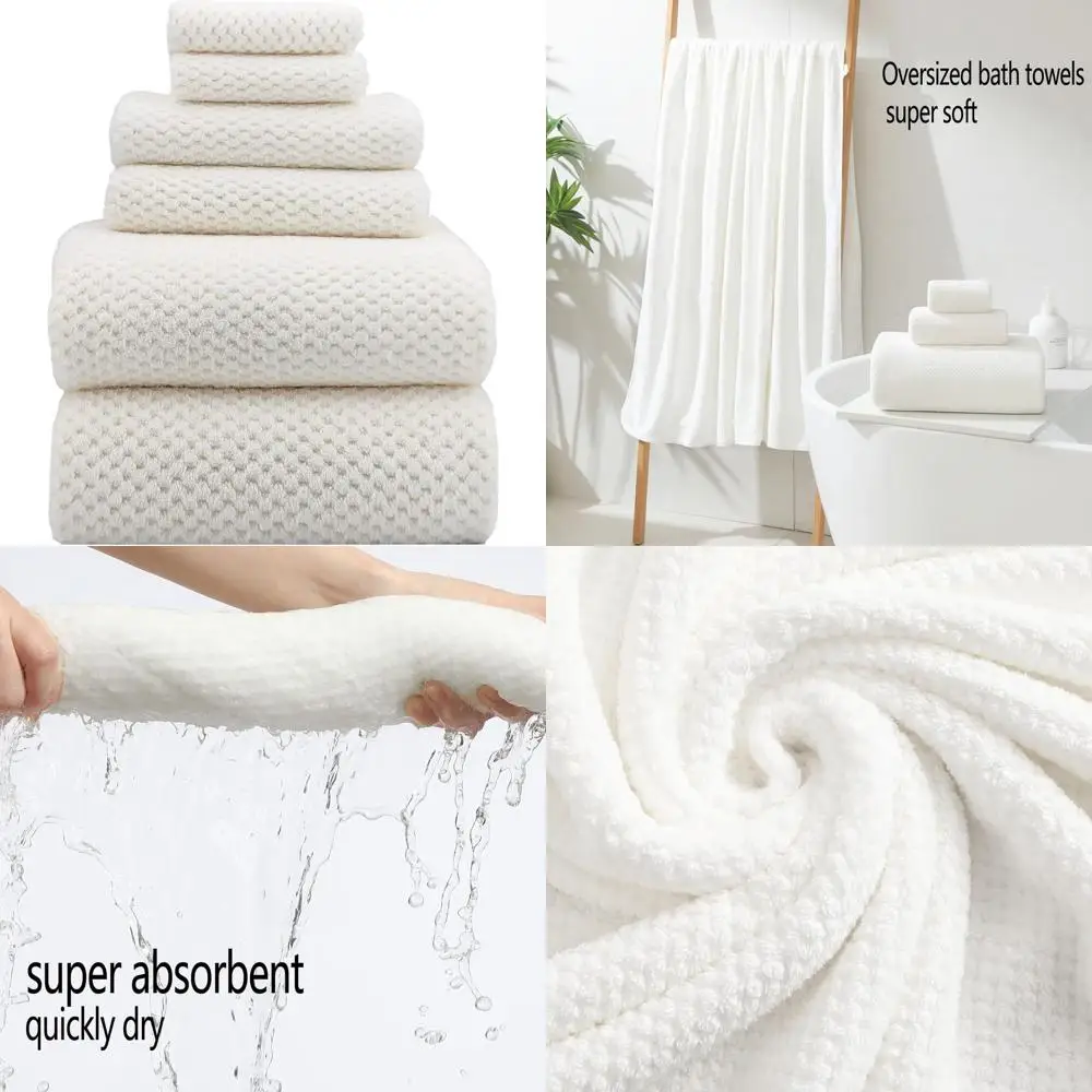 

Набор из 6 больших банных полотенец - роскошные большие полотенца, 80% полиэстер, белый цвет