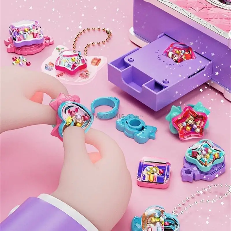  Kids' Locket DIY Rings Bead Colourful Bag Pendant Keychain Craft Set for Girls