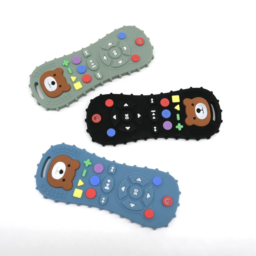 2025 new children's remote control teethers silicone anti-feeding simulation remote control teethers food-grade soothing toys