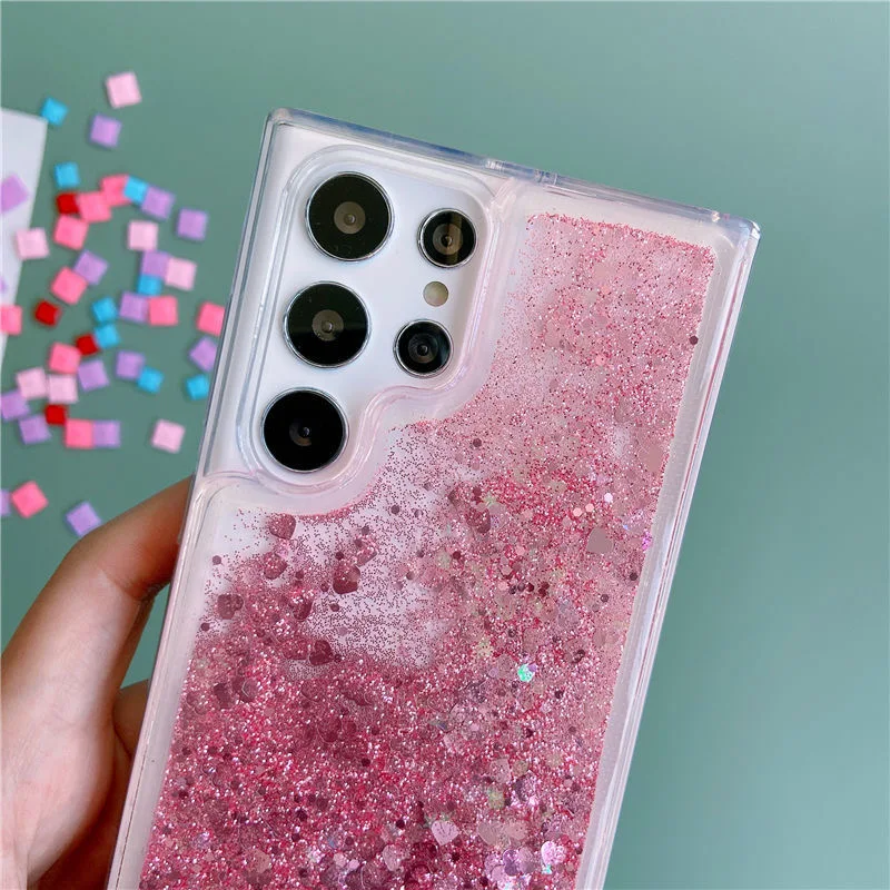 S25 Case Floating Glitter Liquid Bling Cover For Samsung S24 Ultra S23 Plus S22 S21 Note 20 Quicksand Phone Funda Coque Capa