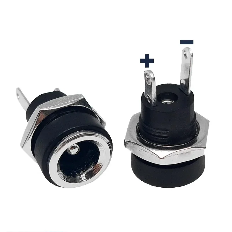 10PCS DC022B DC Power Jack Supply Socket 3.5x1.3 DC Female Panel Mount Connector  5.5 X 2.1mm Plug Adapter 5.5*2.5MM 2 Pin