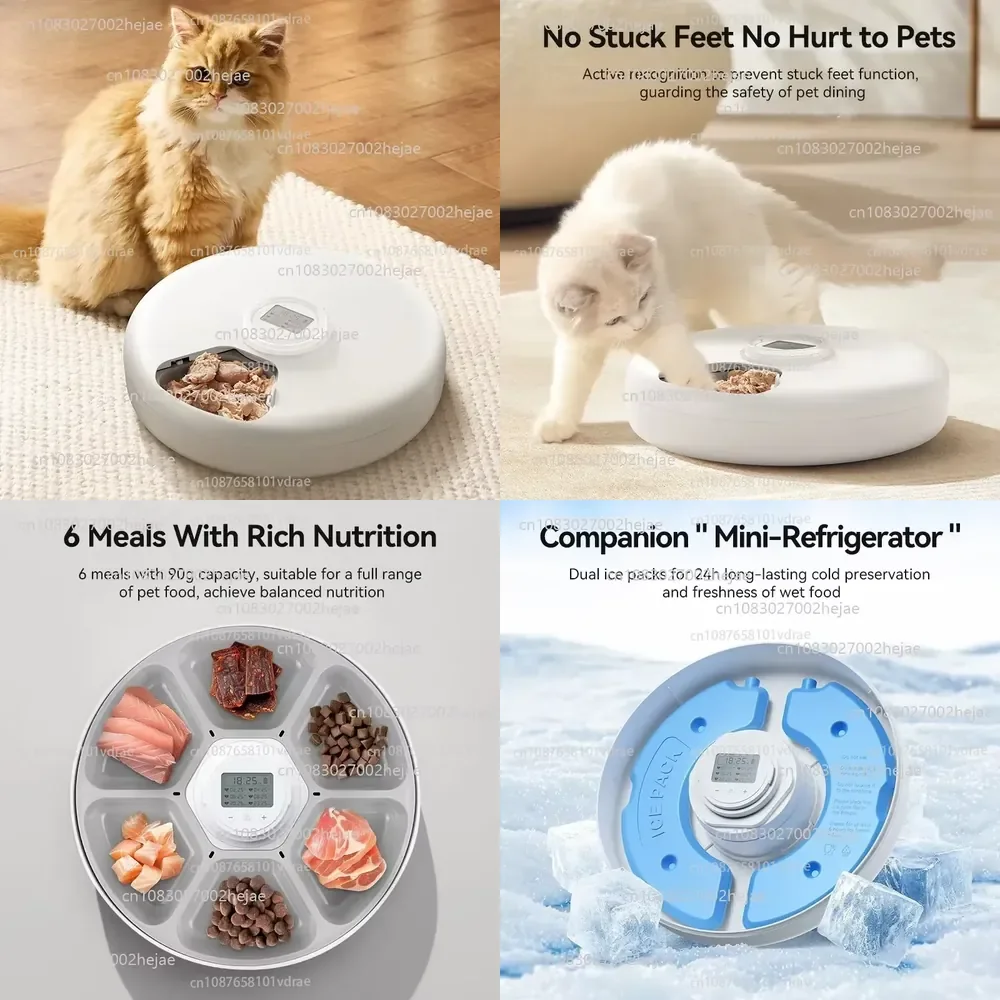 Automatic Pet Feeder Wet Dry Food Dispenser 6 Meals Wireless Smart Cat Feeder Kibble Dispenser For Cat Dog Pets Supply