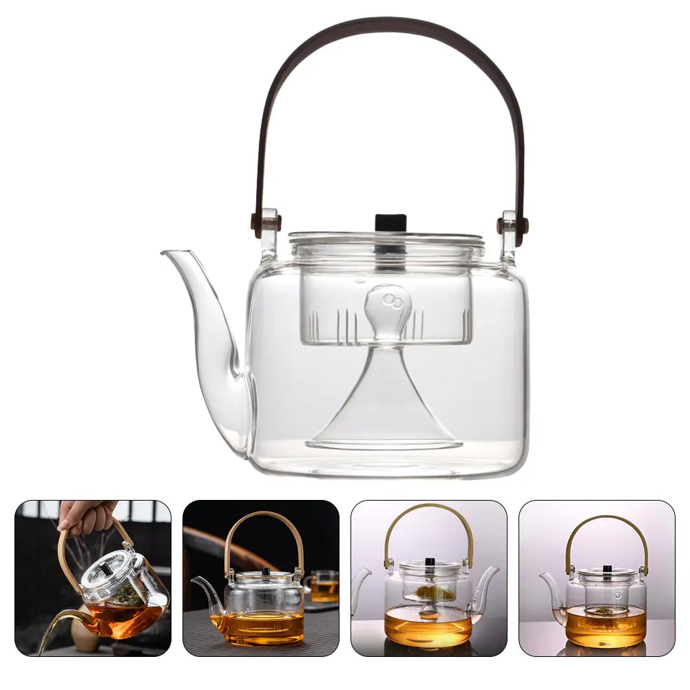

1Pcs Glass Tea Pot with Spout Leak Proof Dust Resistant Transparent Heat Resistant for Living Room Bedroom Simple Creative