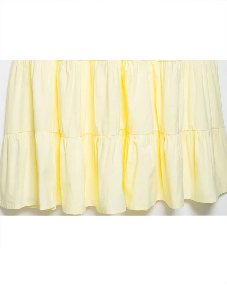 HH Moda mujer Versátil Color sólido Algodón en capas empalmado ​ ​ Falda larga elegancia femenina falda delgada con cordones y lazo de cintura media