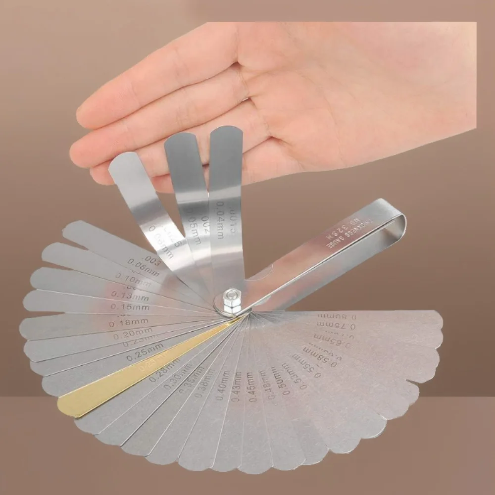 

32-компонентная линейка для измерения высоты гитарных струн, инструмент для измерения зазоров, щуп из нержавеющей стали