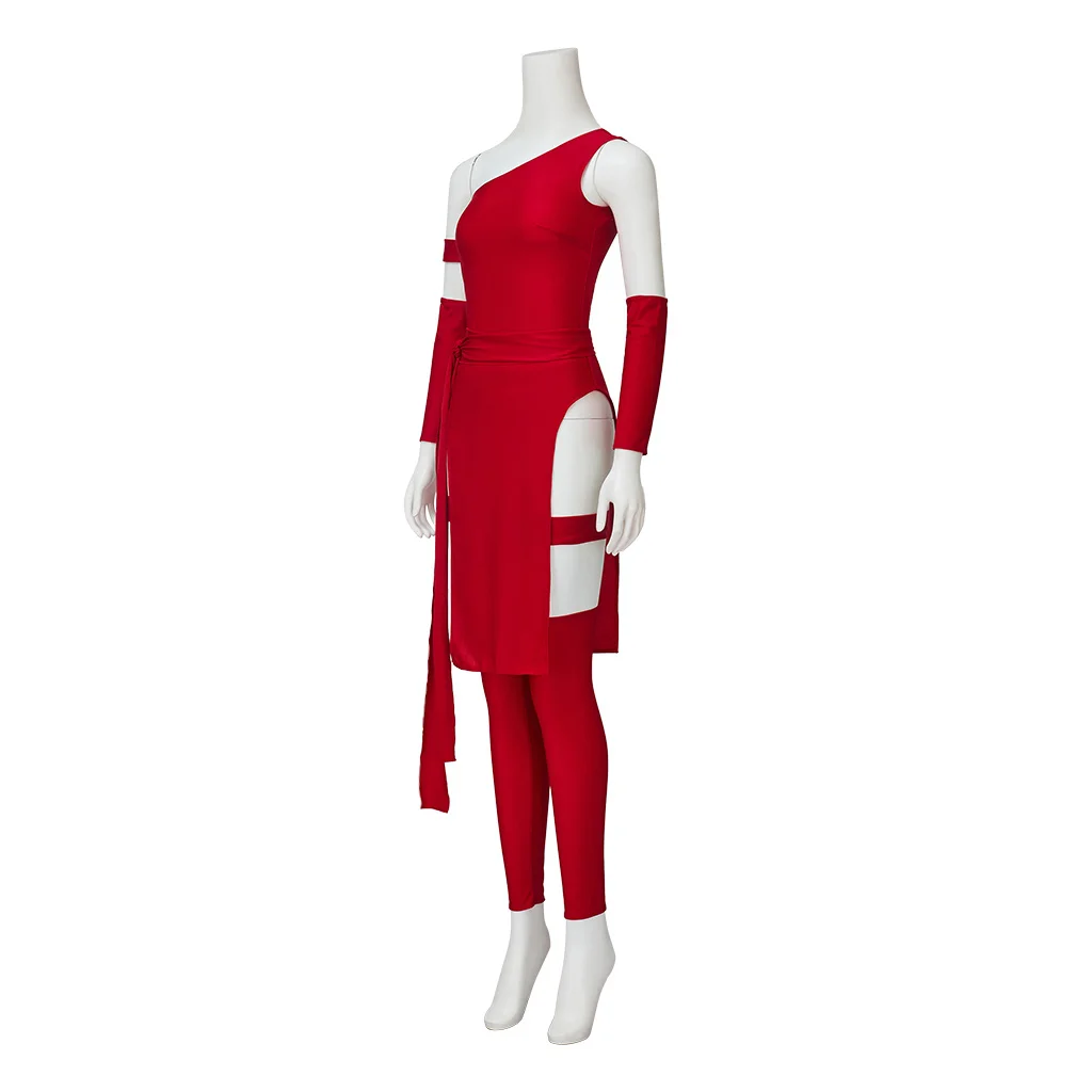 Anime Elektra Natchios Cosplay Costume Dress With Headgear Women Halloween Party Superhero Elektra Costume Sexy Red Outfits