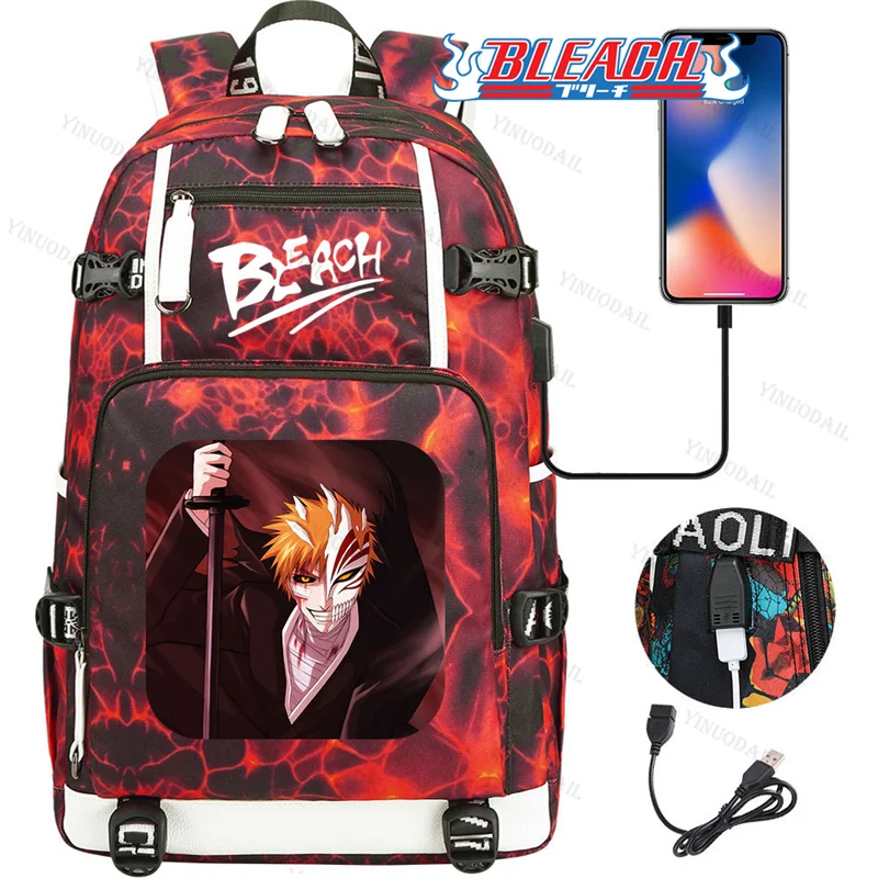 bleach mini backpack Aizen Sousuke Backpack BLEACH Theme Schoolbags with USB Mochila De Viaje  for Study Stationery Rukia Anime Figures Book Bags