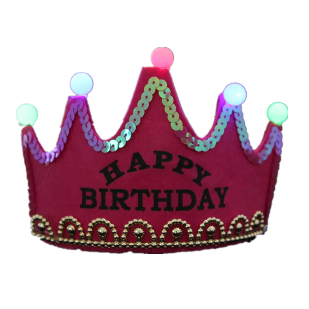 

LED Crown Elastic Band Kids Adult Party Gifts Soft Sequins Metal Jewelry Happy Birthday Premium Material Lightweight Design