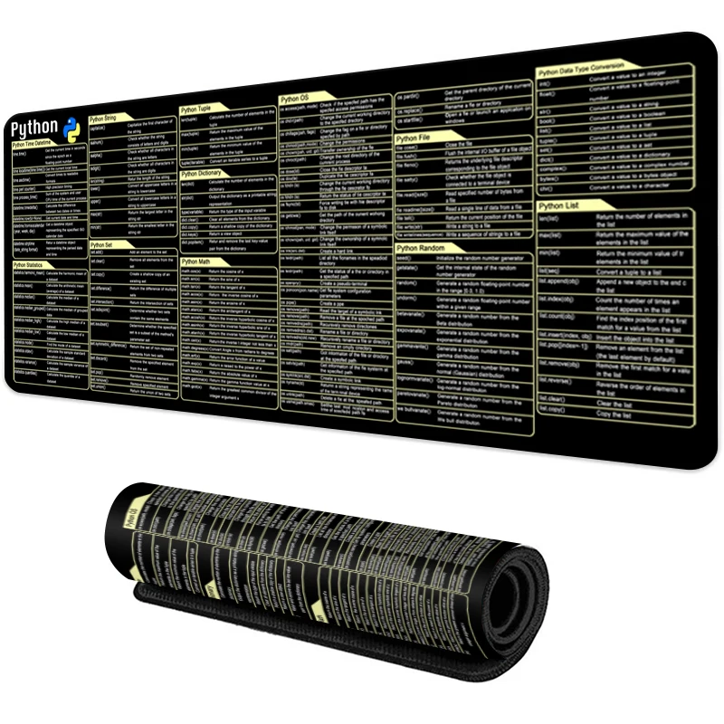 Python Programing Mouse Pad Large for Pycharm Shortcuts Cheat Sheet Keyboard Mousepad Software Web AI Engineer Desk Mat Office