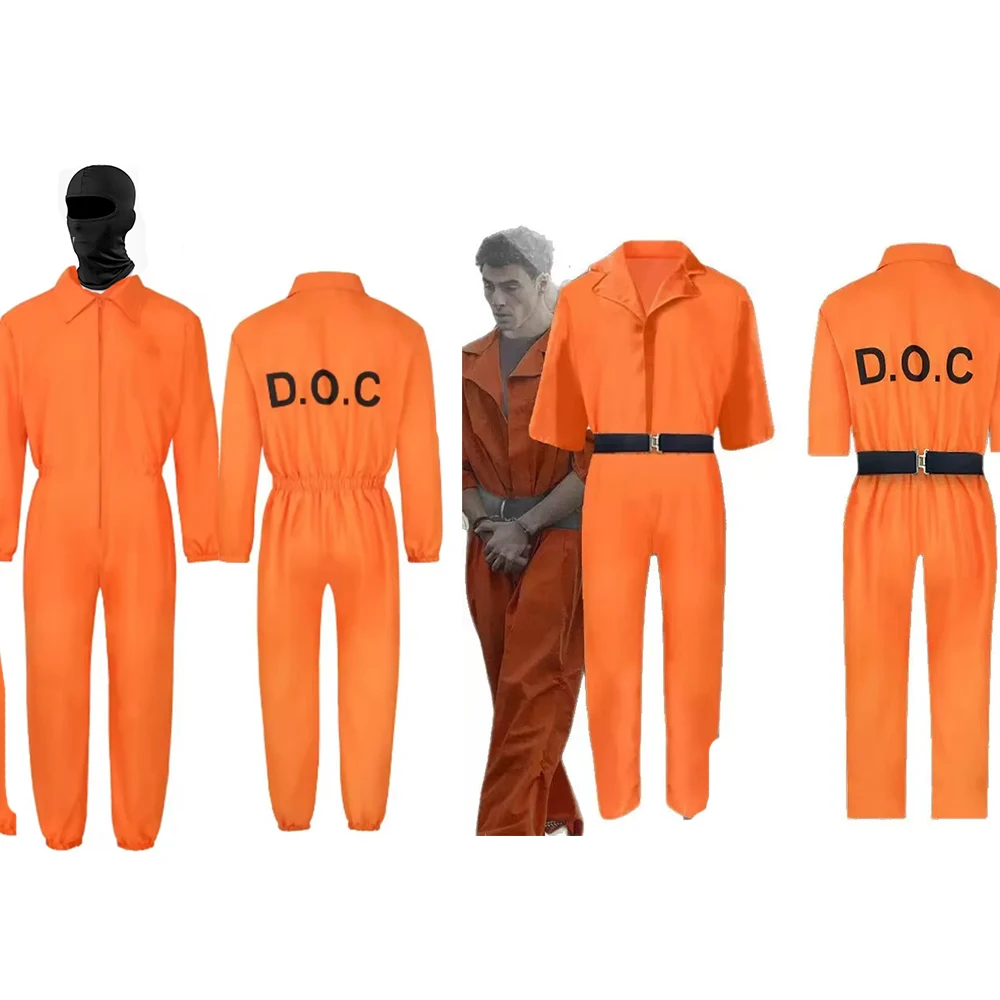

Adult Orange Prison Uniform Cosplay Party Masquerade Performance Stage Costume Prop Halloween Jumpsuit Set