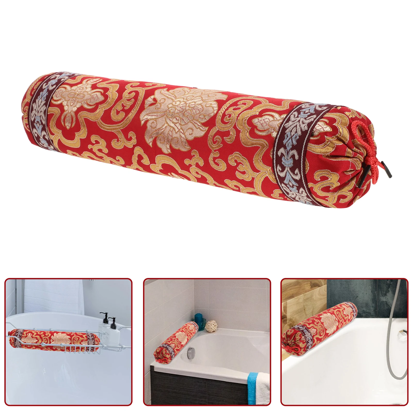 

Small Round Pillowcase Elegant Oriental Design Neck Protective Cushion for Wooden Furniture Decorative Throw Pillow Home Bedding