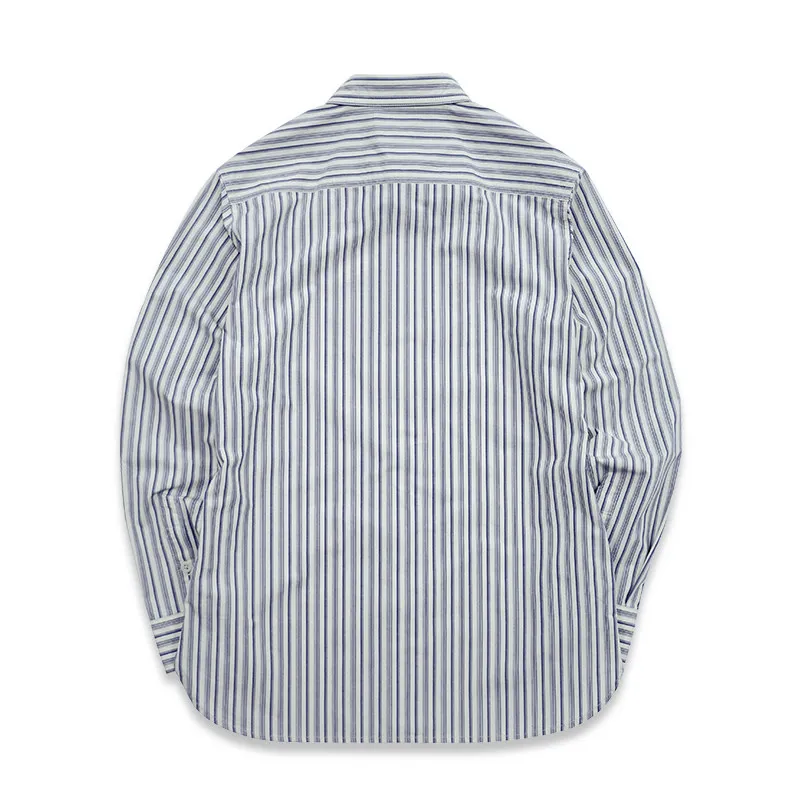Amekaji Cotton Classic Striped Long Sleeve Shirt Men's Retro Business Casual Shirt All-Matching