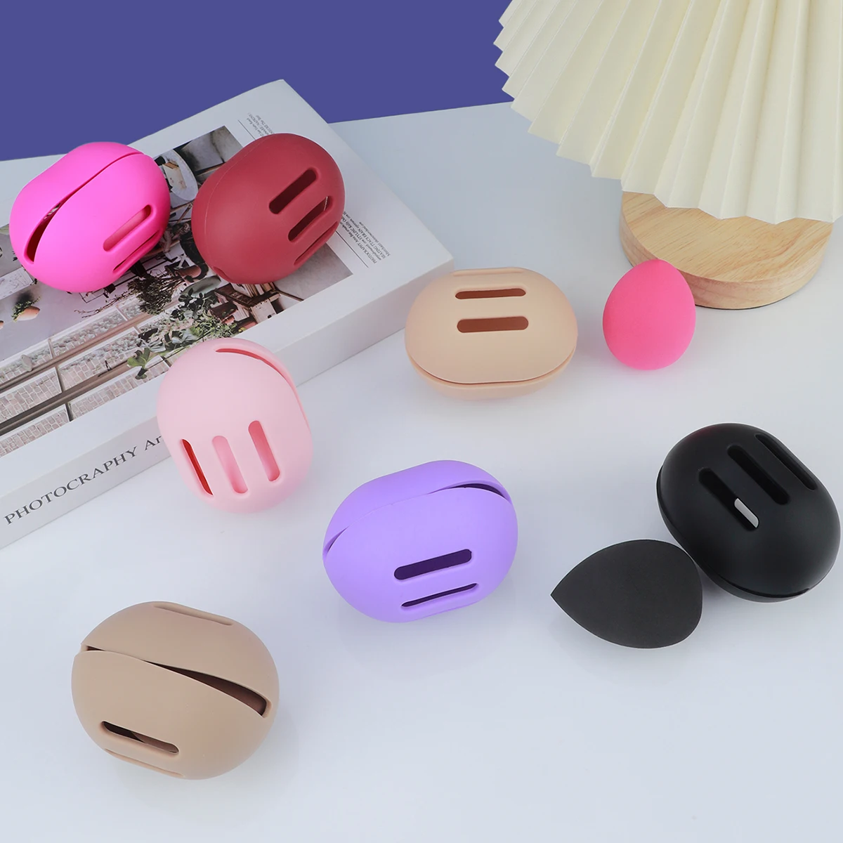 1pc éponge de maquillage Anti-poussière couverture Silicone beauté mélangeur organisateur voyage poudre bouffée boîte de rangement beauté éponge support