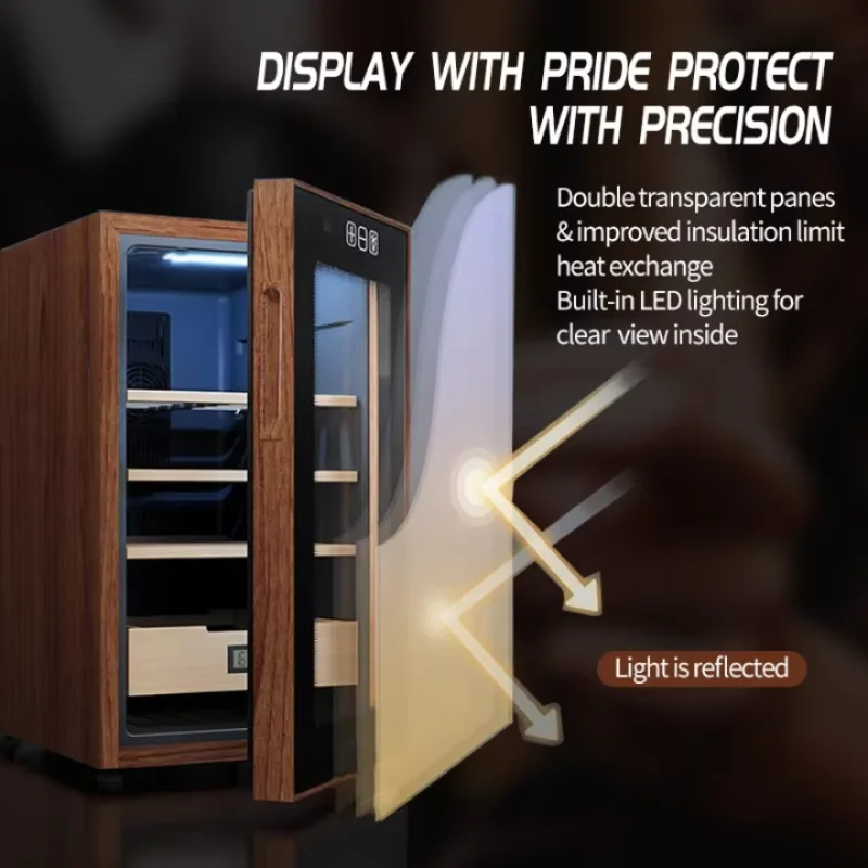 Vanace 46L 350 counts adjustable humidity led light display wooden fiber refrigerator electric cabinet cigar humidor