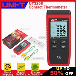 UNI-T UT320D mini-termometro a contatto, dati termometro a termocoppia K/J a doppio canale per stare fuori automaticamente