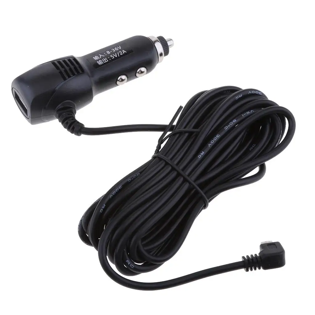 DC8/36V To 5V2A Car Lighter Charger Quick Charge Mini USB Right Cable GPS DVR